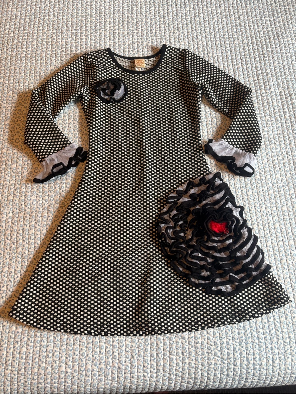 BMB Couture Polka Dot Dress with Embellishments